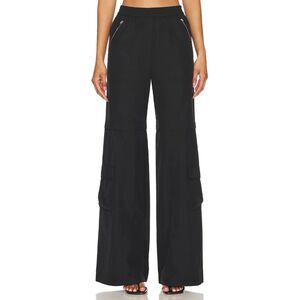 Amanda Uprichard Black Gia Pull-On Wide Leg Cargo Pants Women's Size XL